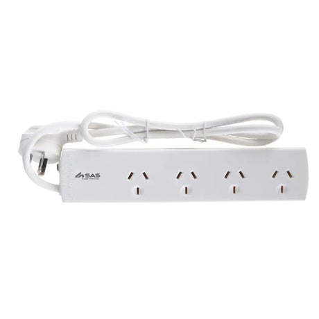SAS Power Board 4 Outlets With Overload Protection White 240V 10A Max Load 2400W 1m 76802