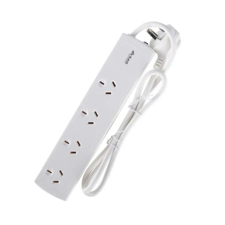 SAS Power Board 4 Outlets With Overload Protection White 240V 10A Max Load 2400W 1m 76802