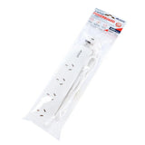 SAS Power Board 4 Outlets With Overload Protection White 240V 10A Max Load 2400W 1m 76802
