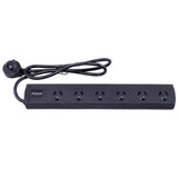 SAS Power Board 6 Outlets With Overload Protection Black 240V 10A Max Load 2400W 1m 274352