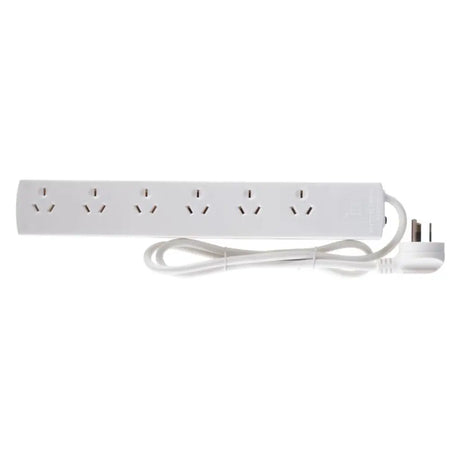 SAS Power Board 6 Outlets With Overload Protection White 240V 10A Max Load 2400W 1m 76819