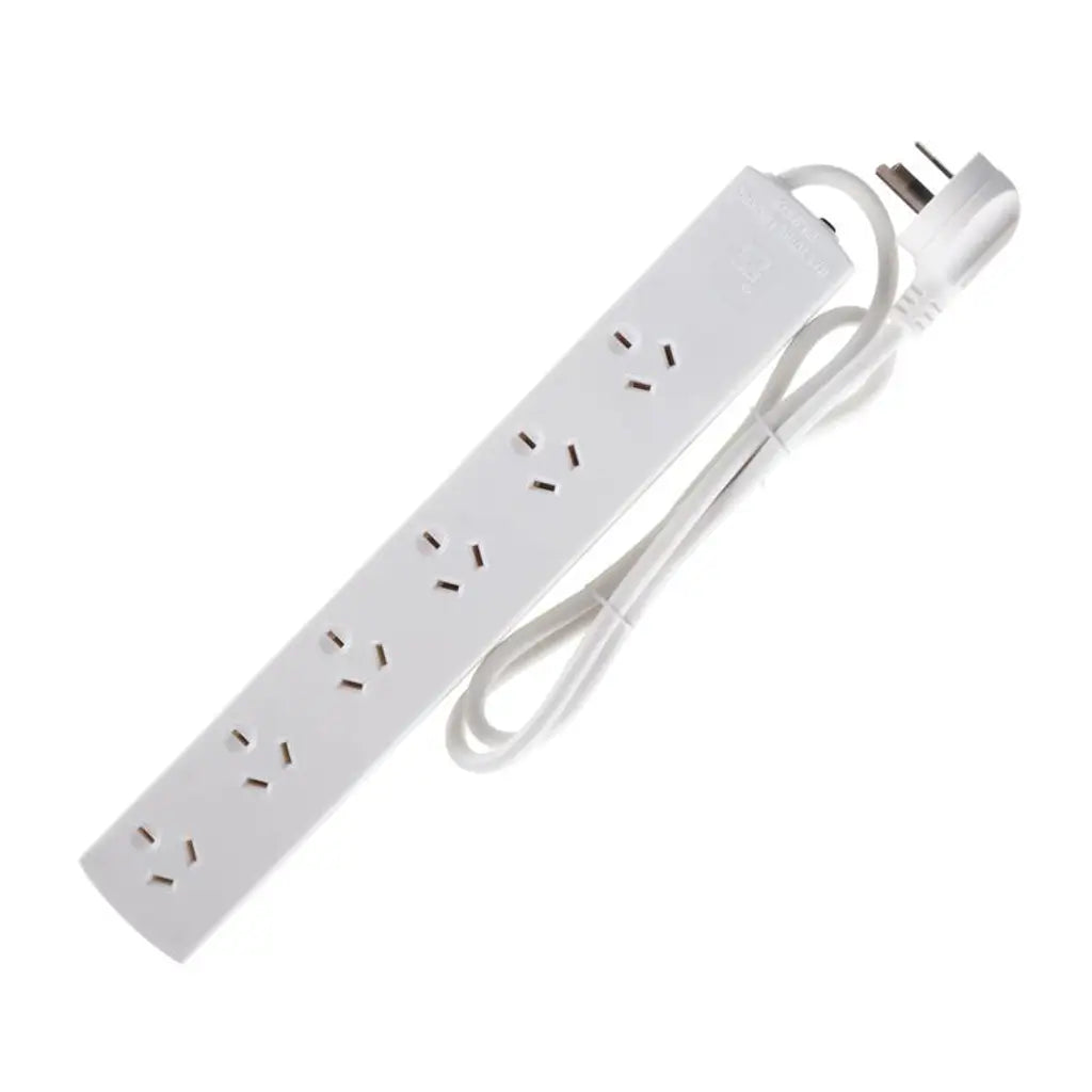 SAS Power Board 6 Outlets With Overload Protection White 240V 10A Max Load 2400W 1m 76819