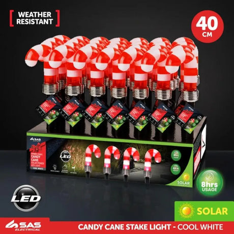 SAS Stake Light Solar Candy Cane 1LED Cool White 7.5x40cm 272921