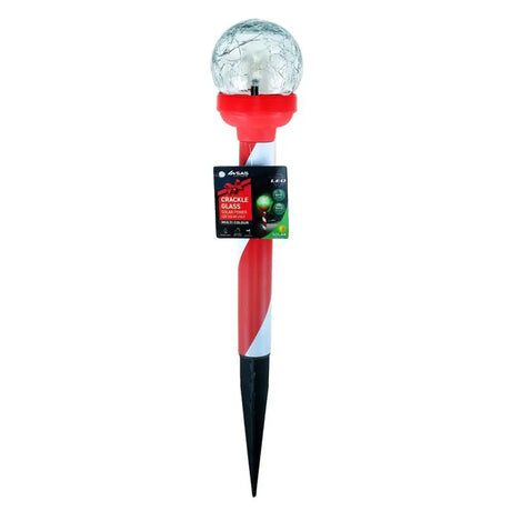 SAS Stake Light Solar Candy Cane Crackle Ball 1LED Multi Colour 7x5.5x34cm 252718