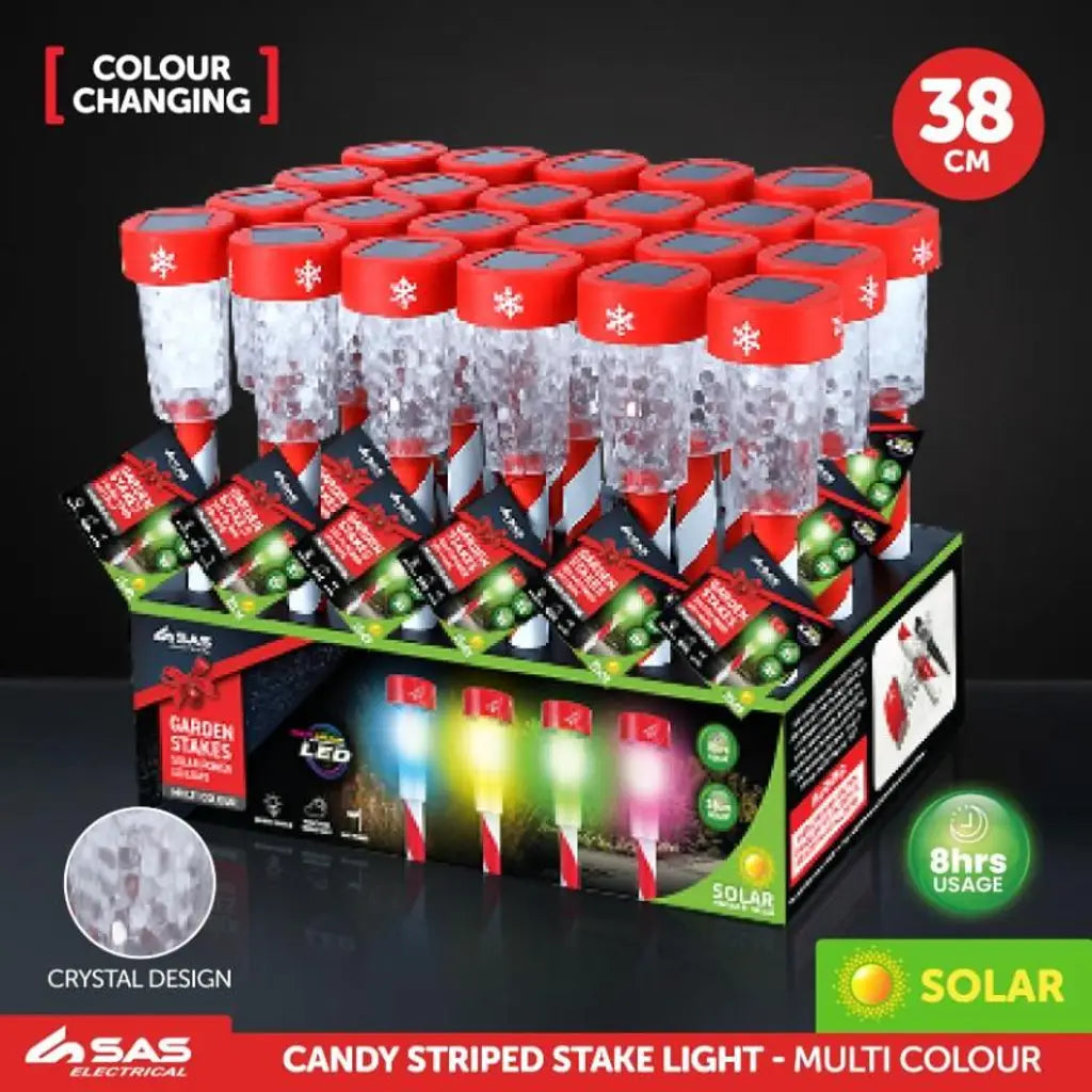 SAS Stake Light Solar Candy Striped 1LED Multi Colour 10.5x5x38cm 184682