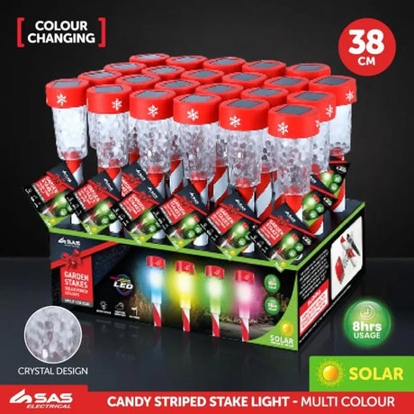 SAS Stake Light Solar Candy Striped 1LED Multi Colour 10.5x5x38cm 184682