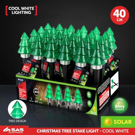 SAS Stake Light Solar Christmas Tree 1LED Cool White 8x40cm 272914