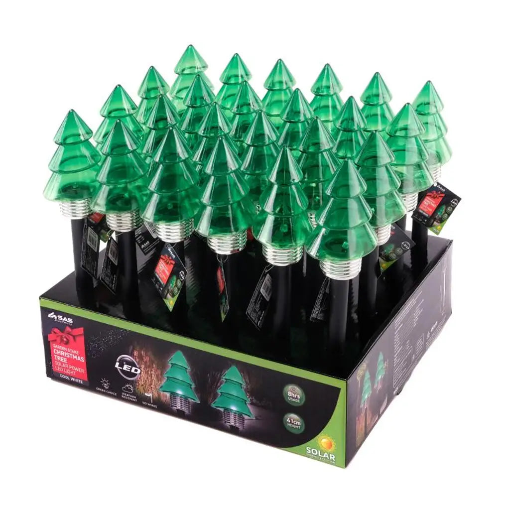 SAS Stake Light Solar Christmas Tree 1LED Cool White 8x40cm 272914