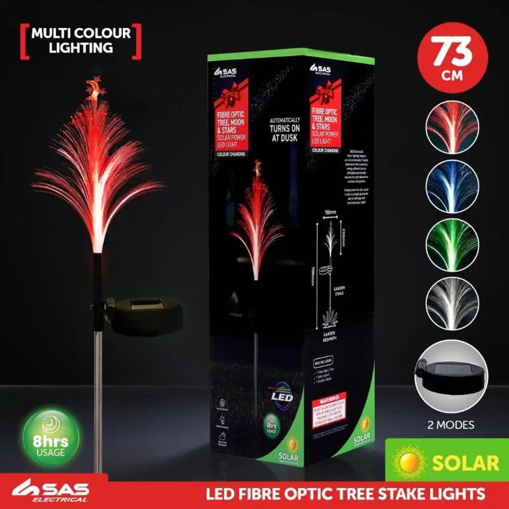 SAS Stake Light Solar Christmas Tree Fibre Optic 1LED 18x25x70cm 285587