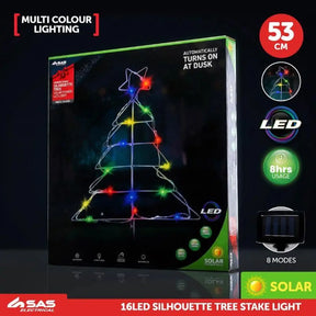 SAS Stake Light Solar Silhouette Christmas Tree 16LED 43cm