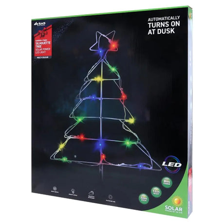 SAS Stake Light Solar Silhouette Christmas Tree 16LED 43cm