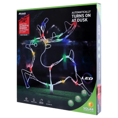 SAS Stake Light Solar Silhouette Reindeer 16LED Multicolour 47x39cm 1.9m 273522