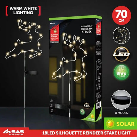 SAS Stake Light Solar Silhouette Reindeer 18LED Warm White 22x22x70cm 285662