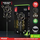 SAS Stake Light Solar Silhouette Santa 20LED Warm White 20x25x70cm 285693