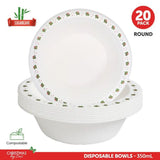 SAS Sugarcane Bagasse Christmas Bowls Round 350ml 20Pk 320448