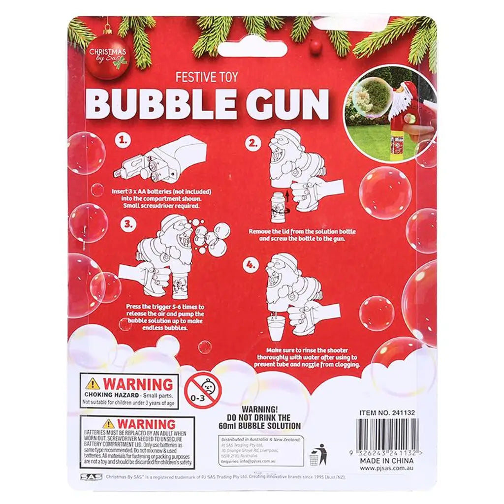 SAS Toy Bubble Gun Christmas Red 60ml 241132