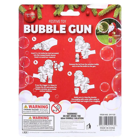 SAS Toy Bubble Gun Christmas Red 60ml 241132