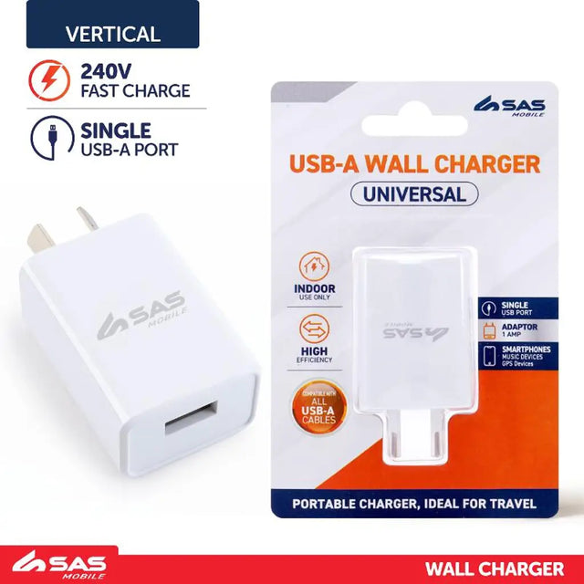 SAS White USB Wall Charger 1A 283774