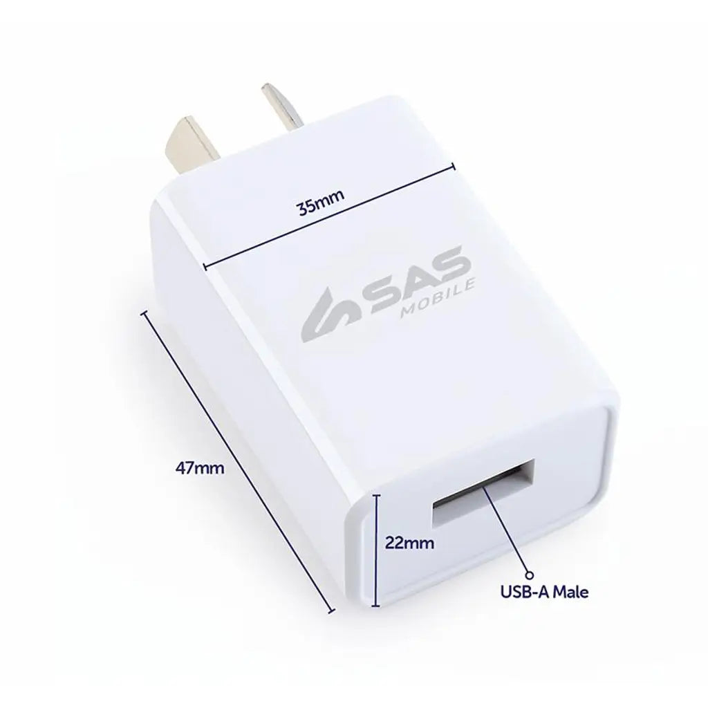 SAS White USB Wall Charger 1A 283774
