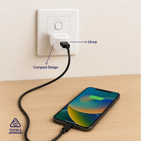 SAS White USB Wall Charger 1A 283774