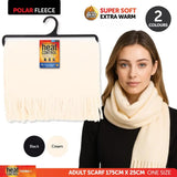 Scarf Adults Heat Control 2ply Polar Fleece 175x25cm Black & Cream 289158