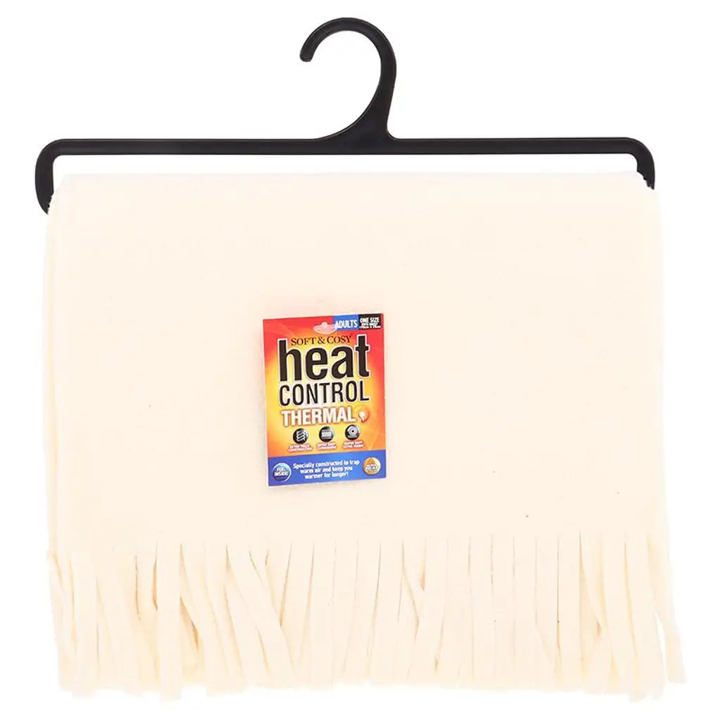 Scarf Adults Heat Control 2ply Polar Fleece 175x25cm Black & Cream 289158