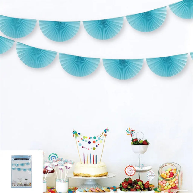 Shmick Blue 7 Paper Fan Garland 300cm SH22567