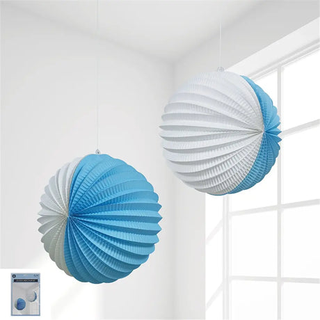 Shmick Blue Accordion Lanterns 25cm 2Pk SH22710