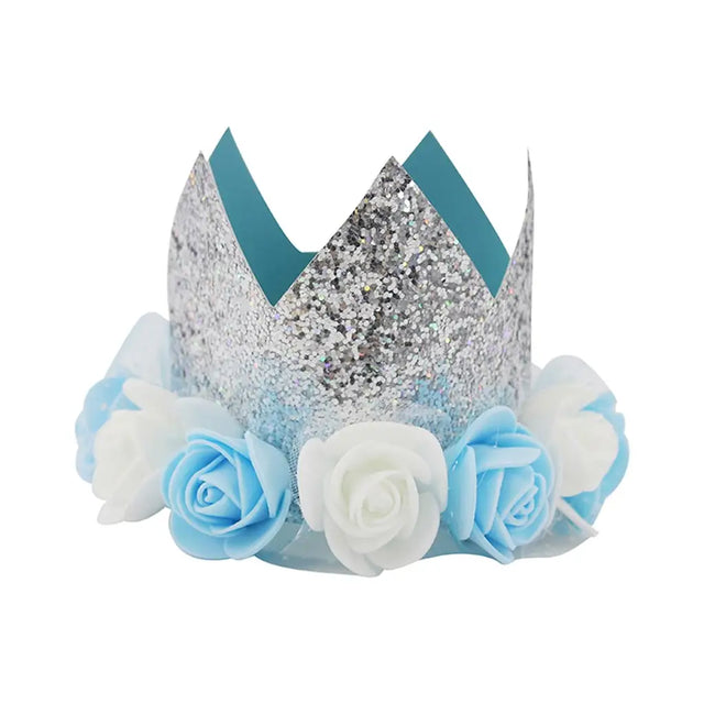 Shmick Blue And Sliver Glitter Birthday Crown SH43708