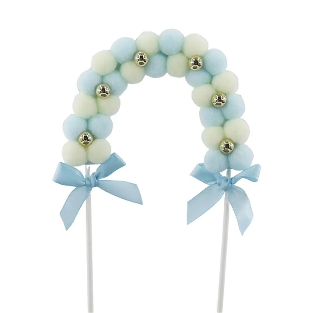 Shmick Blue And White Pom Pom Arch Cake Topper SH43821