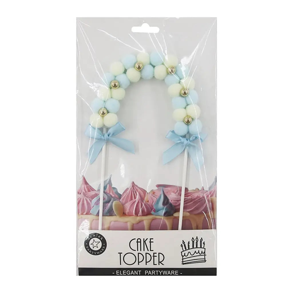 Shmick Blue And White Pom Pom Arch Cake Topper SH43821