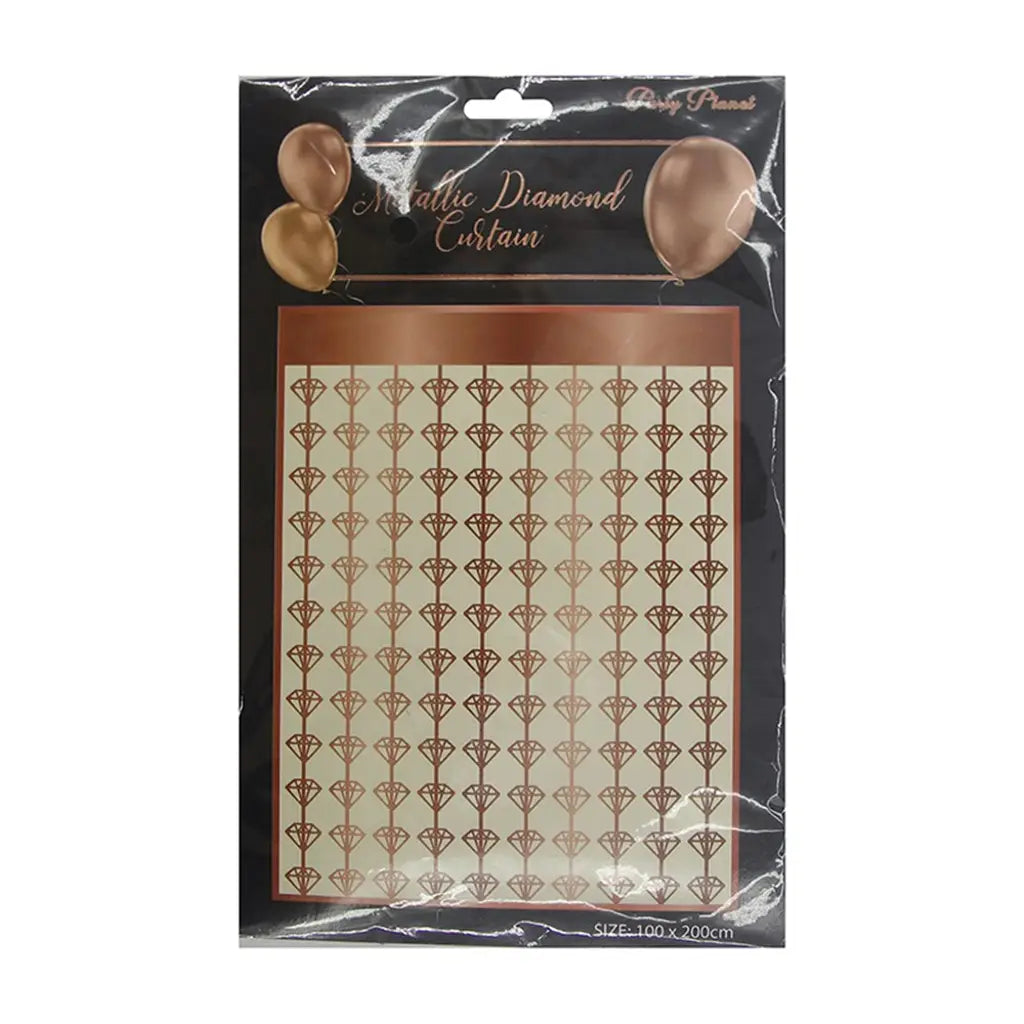 Shmick Diamond Foil Curtain Rose Gold 100x200cm SH43586