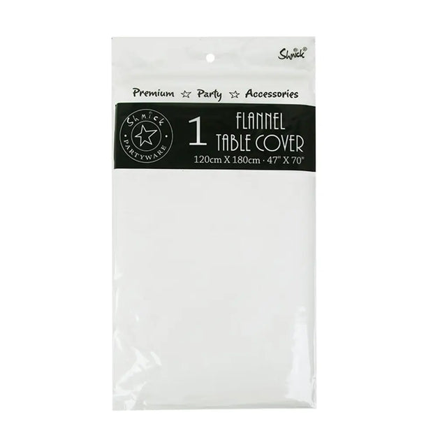 Shmick Flannel Reusable Table Cover 120x180cm White SH23677