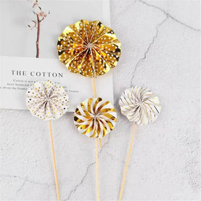Shmick Gold Mini Fan Wheel Decorations 4Pk A186251