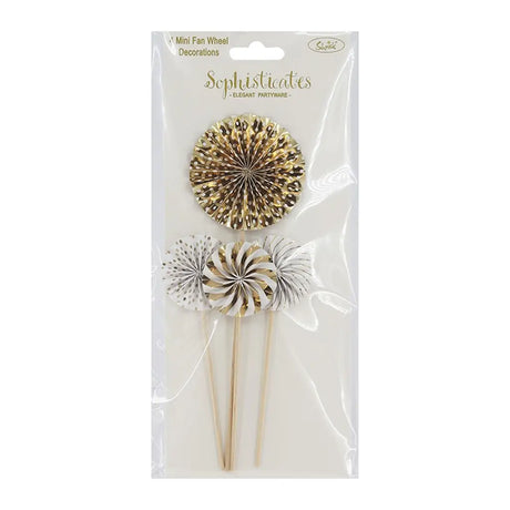 Shmick Gold Mini Fan Wheel Decorations 4Pk A186251
