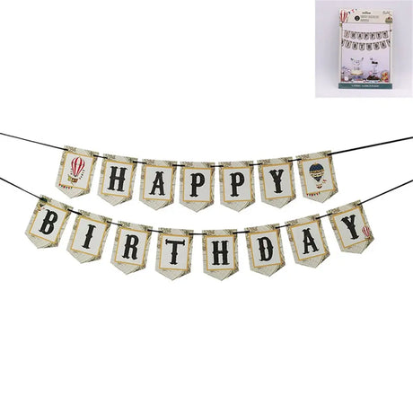 Shmick Happy Birthday Bunting 3.5m Vintage Hot Air Balloon SH87972