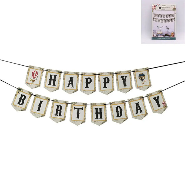 Shmick Happy Birthday Bunting 3.5m Vintage Hot Air Balloon SH87972