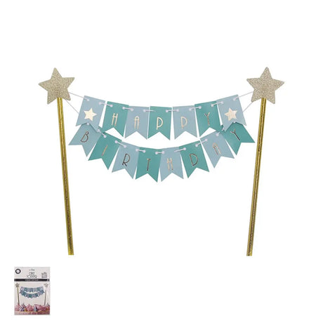 Shmick Mint Bunting Happy Birthday Cake Topper SH22444