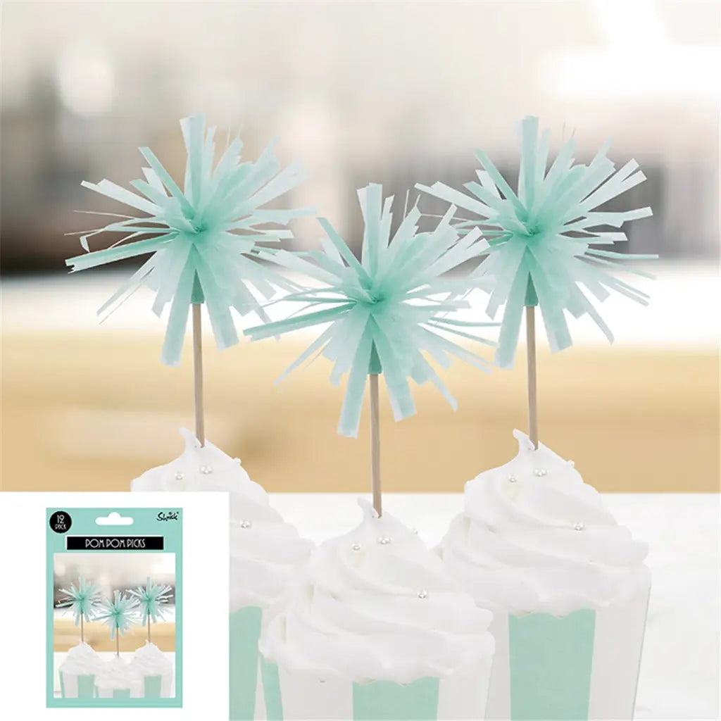 Shmick Mint Pomp Pom Picks 13cm 12Pk SH23472