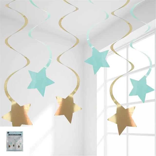 Shmick Mint Star Hanging Swirls 6PK SH23380