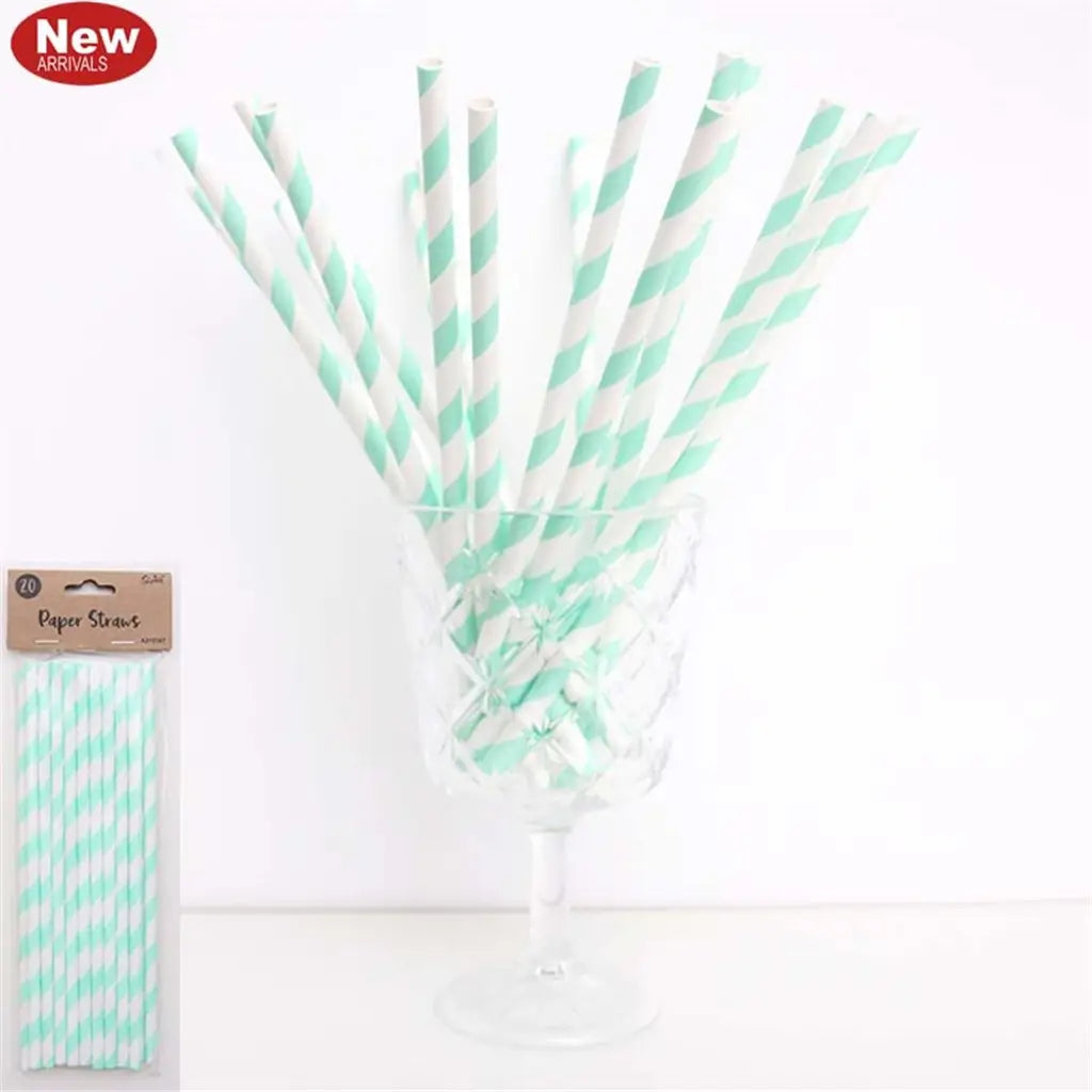 Shmick Paper Straws Neon Mint 20Pk A212387