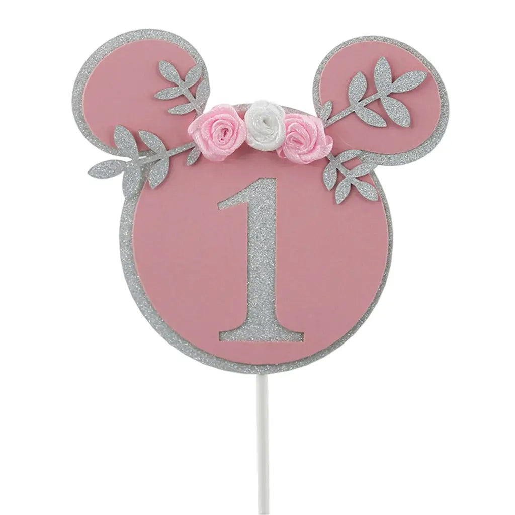Shmick Pink 1st Birthday Mouse Ear Cake Topper 10x16cm SH43838