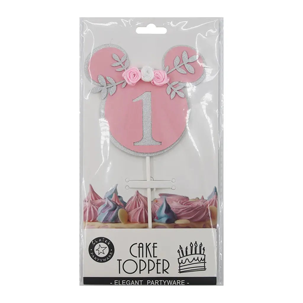 Shmick Pink 1st Birthday Mouse Ear Cake Topper 10x16cm SH43838