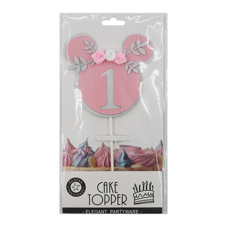 Shmick Pink 1st Birthday Mouse Ear Cake Topper 10x16cm SH43838