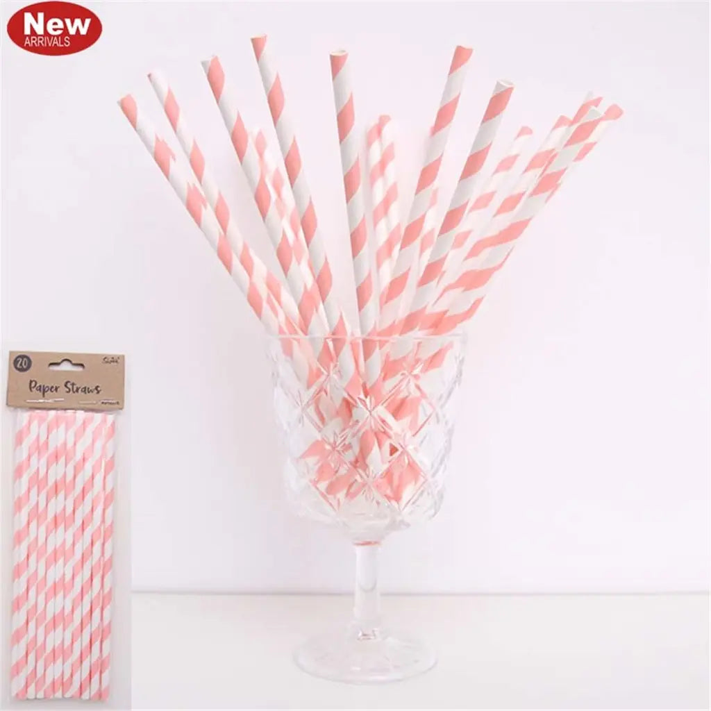 Shmick Pink Paper Straws 20PK A212370