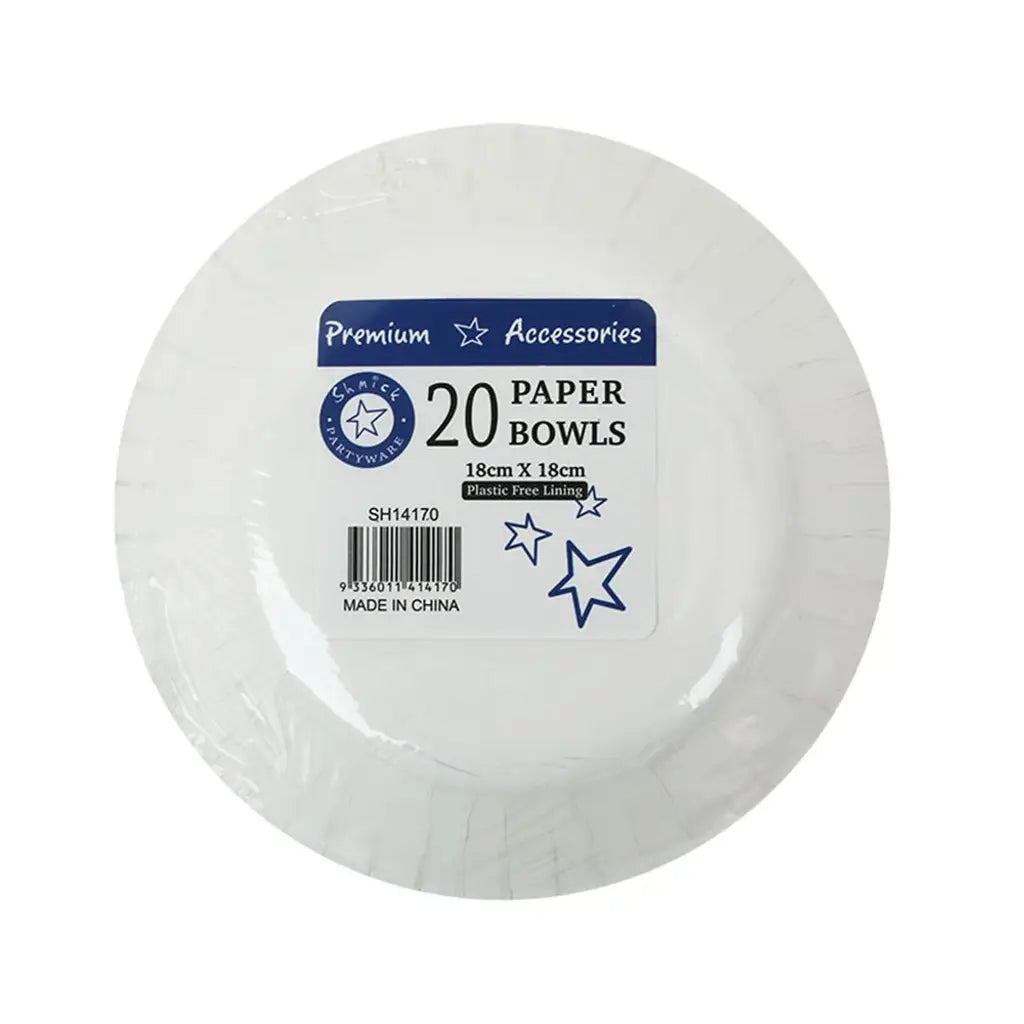 Shmick Plastic Free Paper Bowl Azure Blue 18cm 20PK SH14170