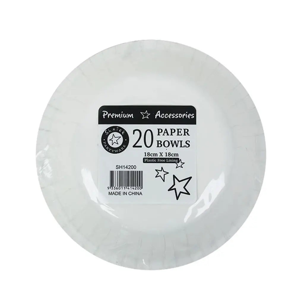 Shmick Plastic Free Paper Bowl Black 18cm 20PK SH14200