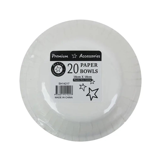 Shmick Plastic Free Paper Bowl White 18cm 20PK SH14217