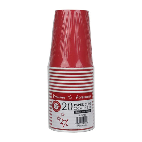 Shmick Plastic Free Paper Cups Cherry Red 266ml 20PK SH14163
