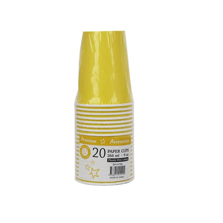 Shmick Plastic Free Paper Cups Dandelion Yellow 266ml 20PK SH14194